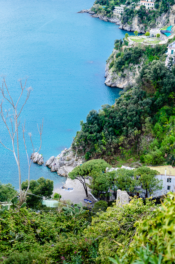 Discovering Amalfi's Hidden Secret: Secluded Beach Accessible by Foot.
Albori Marina, view from above. The sea and the coastline.