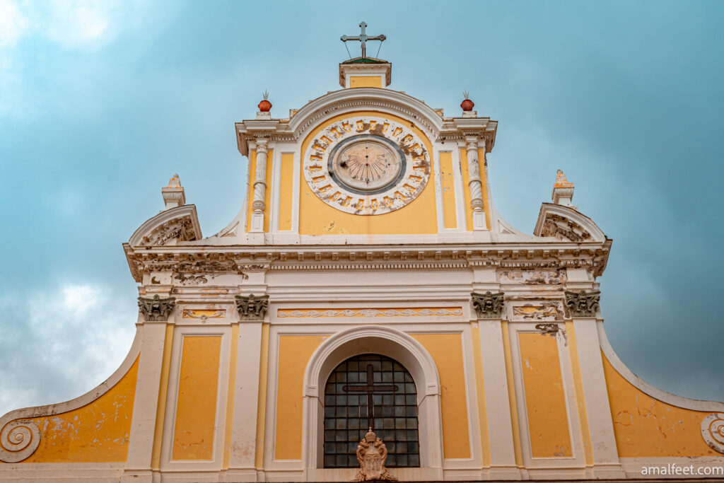 Detail of the facade of the Basilica of Saint Trofimena in Minori.