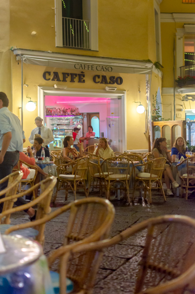 La Piazzetta in Capri by night.