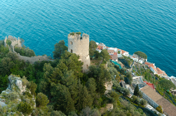 The Torre dello Ziro (Ziro Tower) from above and the sea under.