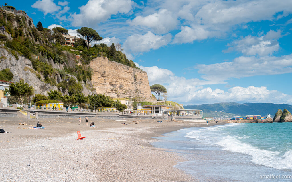 The view of the Beach off Vietri Sul Mare in a sunny spring day.