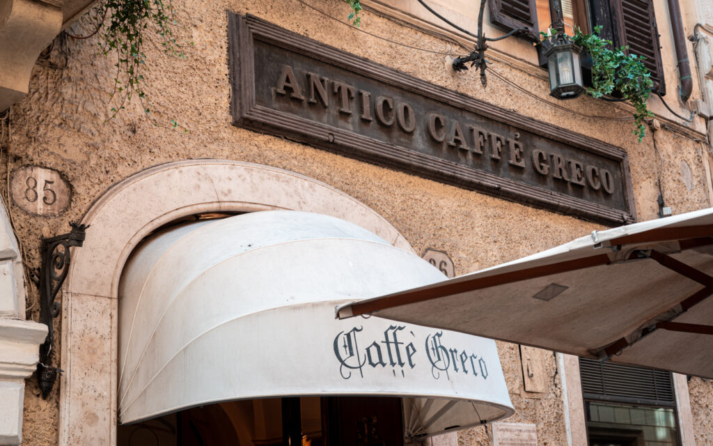 Antique sign of Rome oldest Cafe.